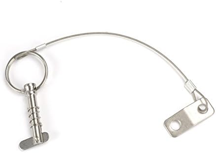 Marine Part Depot Stainless Bimini Top Pin w/Drop Cam & Spring 1/4" x 1" Grip - Lanyard Prevents Loss
