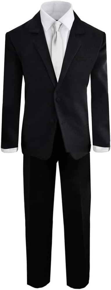 Black n Bianco Boys' Formal Black Suit with Shirt and Vest