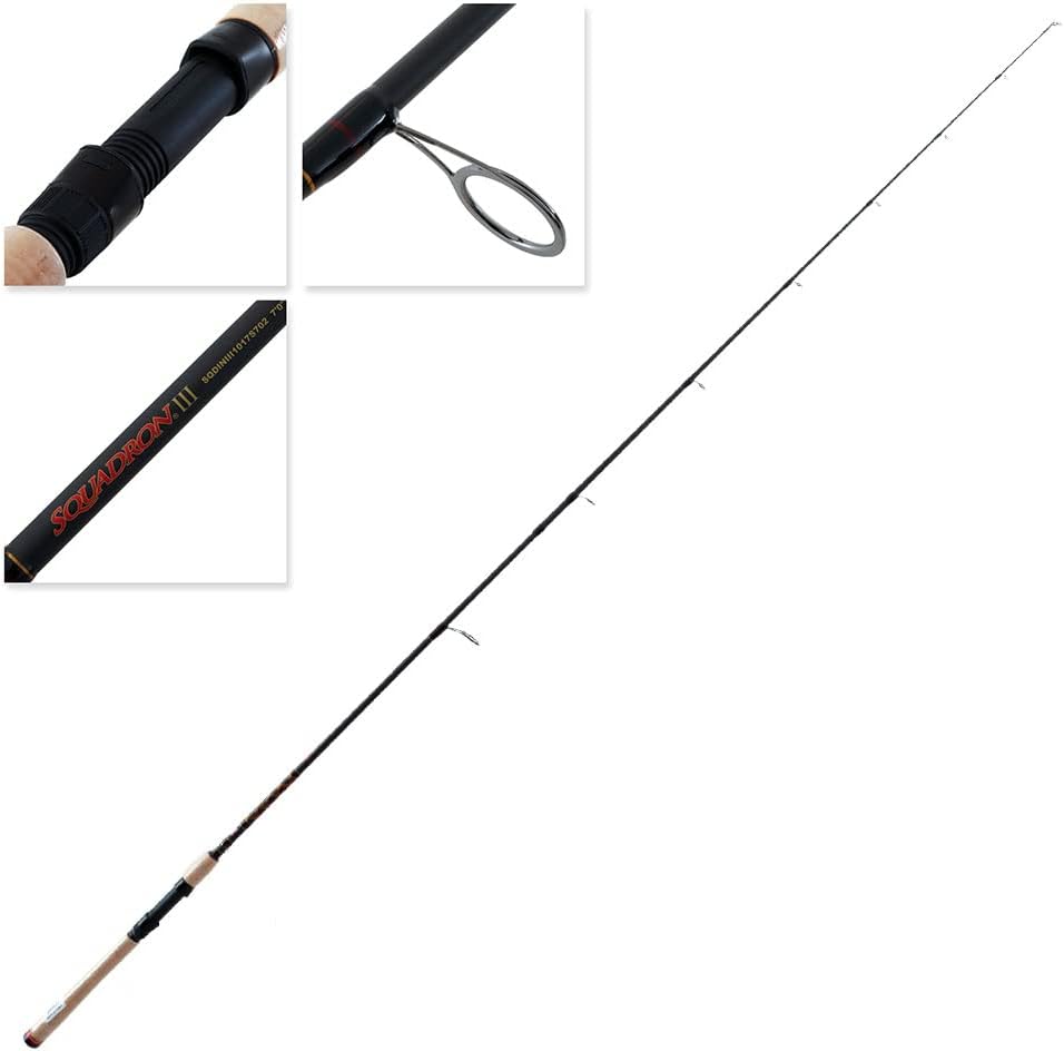 PENN Fishing Squadron III Inshore Spinning Fishing Rod Titanium/Red/Gold, 7' - Light - 4-10lb - 1pc (SQDINIII410S70)