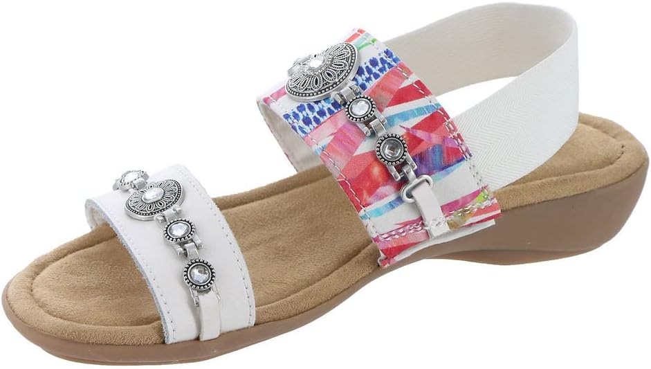 Minnetonka Sabine Womens Sandal 5 BM US WhiteMulti