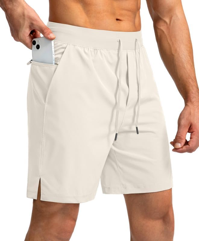 Men's Running Shorts with Zipper Pockets 7 Inch Lightweight Quick Dry Gym Workout Athletic Shorts for Men