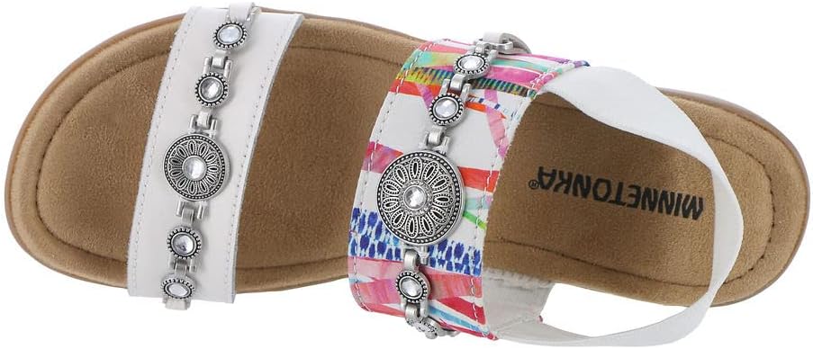 Minnetonka Sabine Womens Sandal 5 BM US WhiteMulti