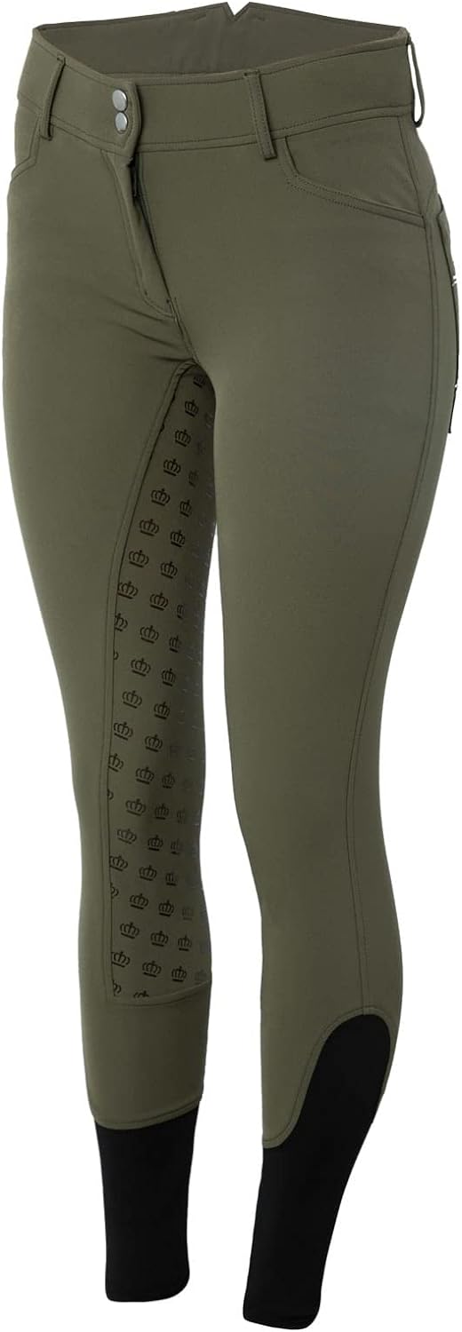 HORZE Queenie Womens High Waist Silicone Full Seat Riding Breeches with Crystals
