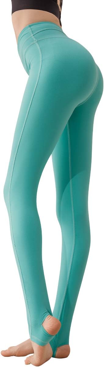 MEESU Women's Yoga Stirrup Leggings High Waist Tummy Control Workout Pants Over The Heel Yoga Pants for Gym Running Execise