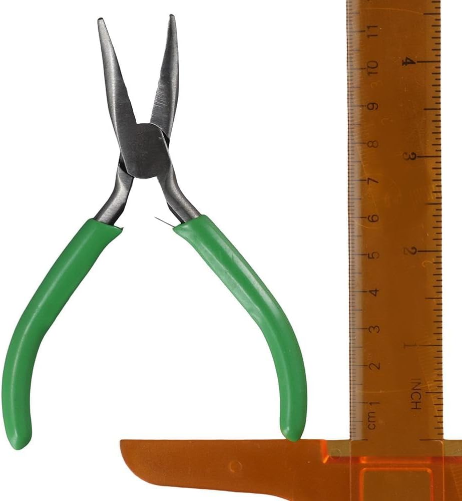 HomeSoGood 2Pcs 5 inch Mini Pliers Bent Chain Nose Pliers Serrated Jaws Jewelry Making Beading Repair Supplies DIY Hand Tools