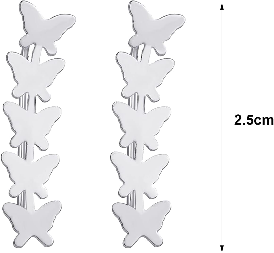 Butterfly Ear Crawler Earrings for Women, Ear Climber Earrings for Women, Butterfly Ear Cuff Earrings for Women, Fashion Ear Wrap Earrings, Silver Butterfly Earrings Butterfly Jewelry for Women Girls
