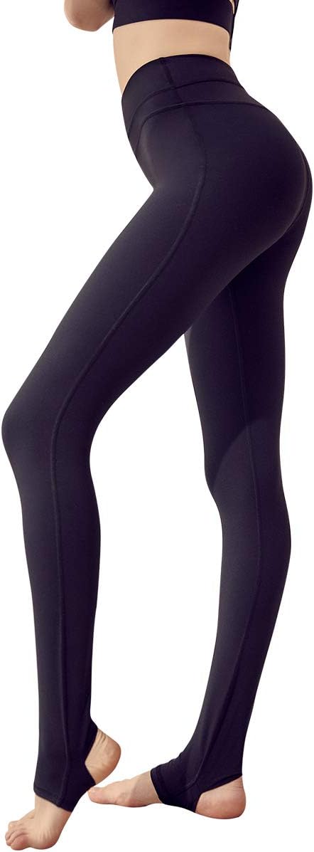 MEESU Women's Yoga Stirrup Leggings High Waist Tummy Control Workout Pants Over The Heel Yoga Pants for Gym Running Execise