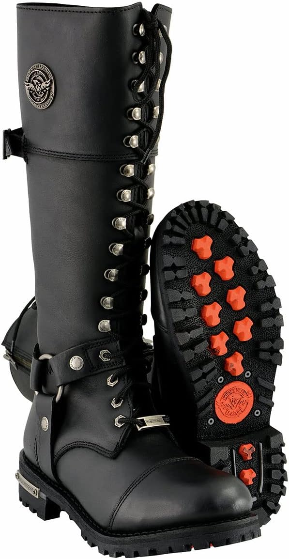 Milwaukee Leather MBL9390 Women’s Black 16-inch Lace-Up Front Cap Toe Riding Boots - 8.5