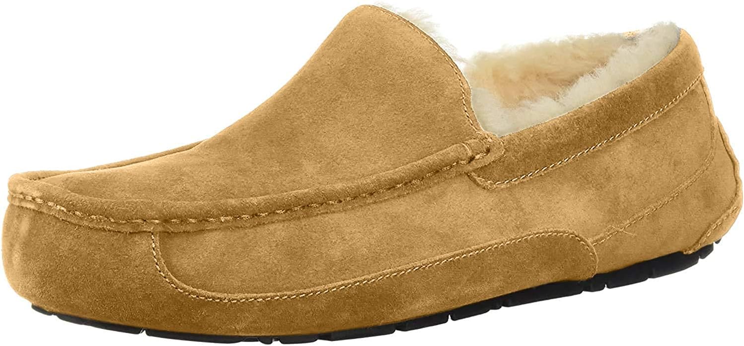 UGG Men's Ascot Slipper, Black Leather, 8 UK