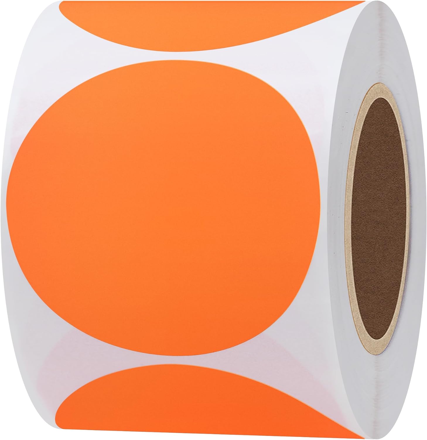 Hybsk Fluorescent Orange Labels 2" Round Color Coding Dots Stickers Adhesive Label 300 Per Roll (Fluorescent Orange)