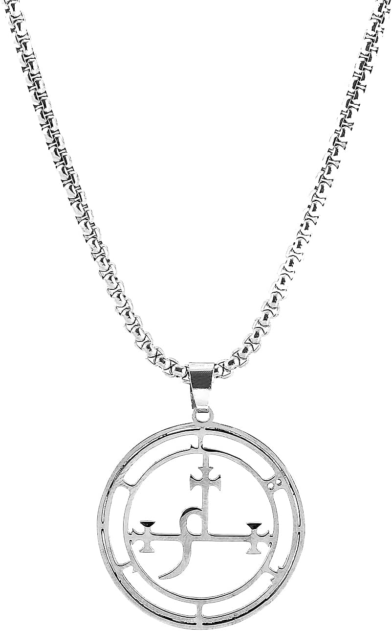 HYXITVCG Sigil of Lilith Necklace, Sigil of Lilith Pendant Necklace Chain, Stainless Steel Silver Necklace Charm Necklace, Lilith Sigil Jewelry for Women Men