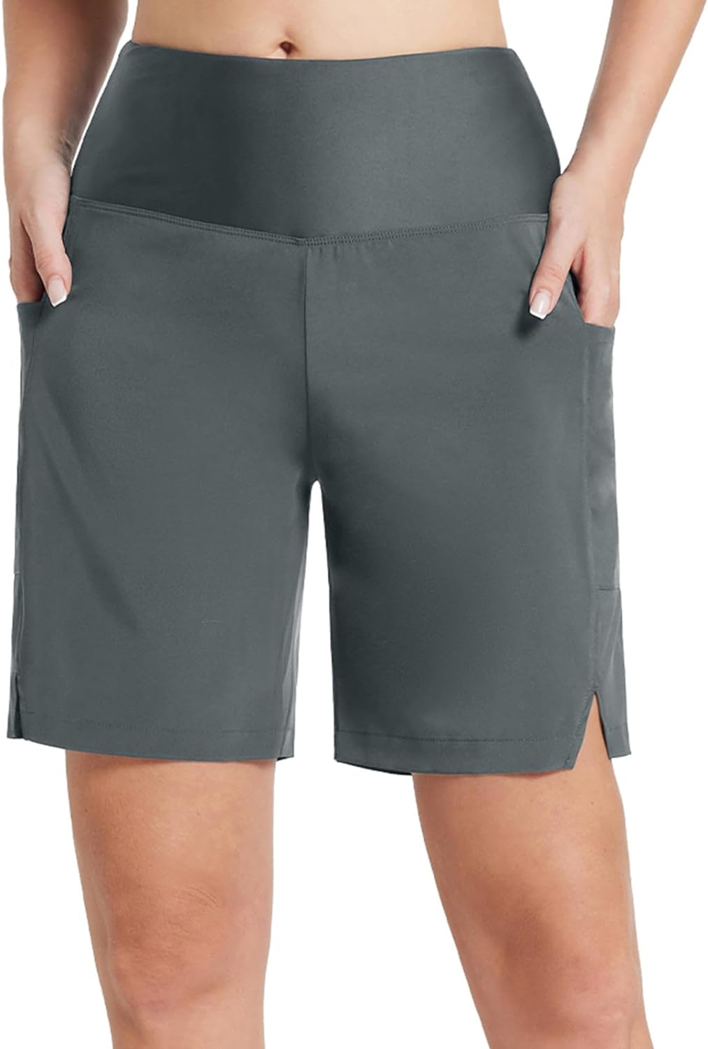 BALEAF Women's 7" Long Swim Board Shorts High Waisted Quick Dry Swimming Bottoms with Liner Pockets Beach Water Surf