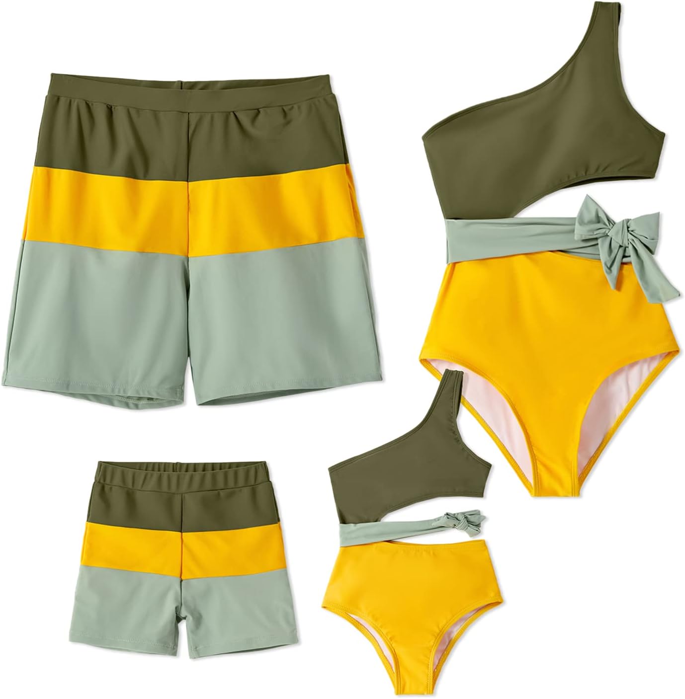 PATPAT Family Matching Swimsuit Waist Cutout Bathing Suits for Women One Shoulder One Piece Swimsuit