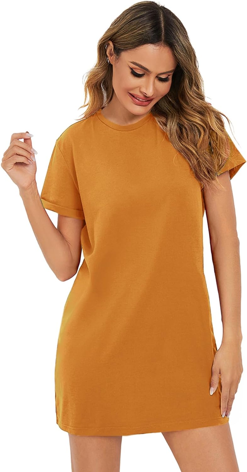 Milumia Women's Casual Tee Shirt Dress Short Sleeve Crew Neck Straight Short Dress