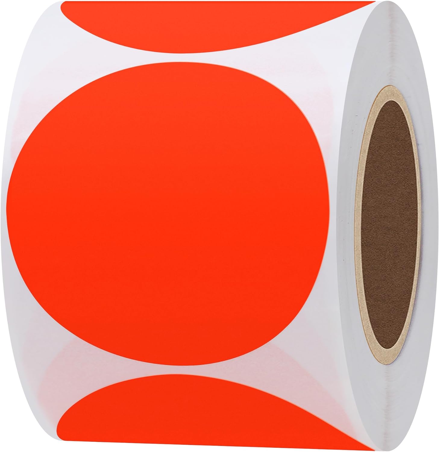 Hybsk Fluorescent Orange Labels 2" Round Color Coding Dots Stickers Adhesive Label 300 Per Roll (Fluorescent Orange)