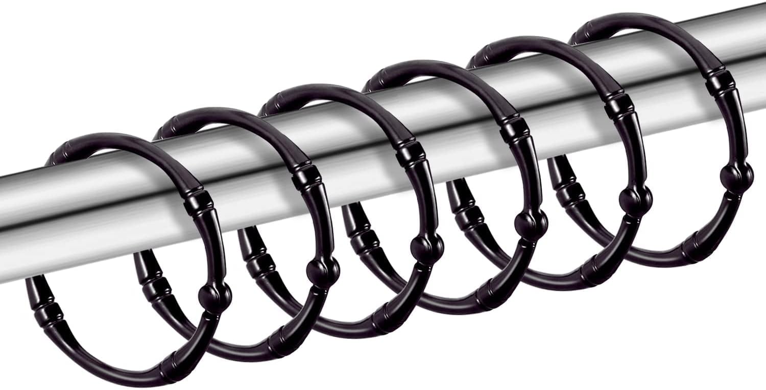 Bronze Shower Curtain Rings, Rustproof Shower Curtain Hooks for Bathroom, CHICTIE Metal Decorative Shower Hooks Hangers for Shower Curtain Rod,Set of 12 Circle Ring Design