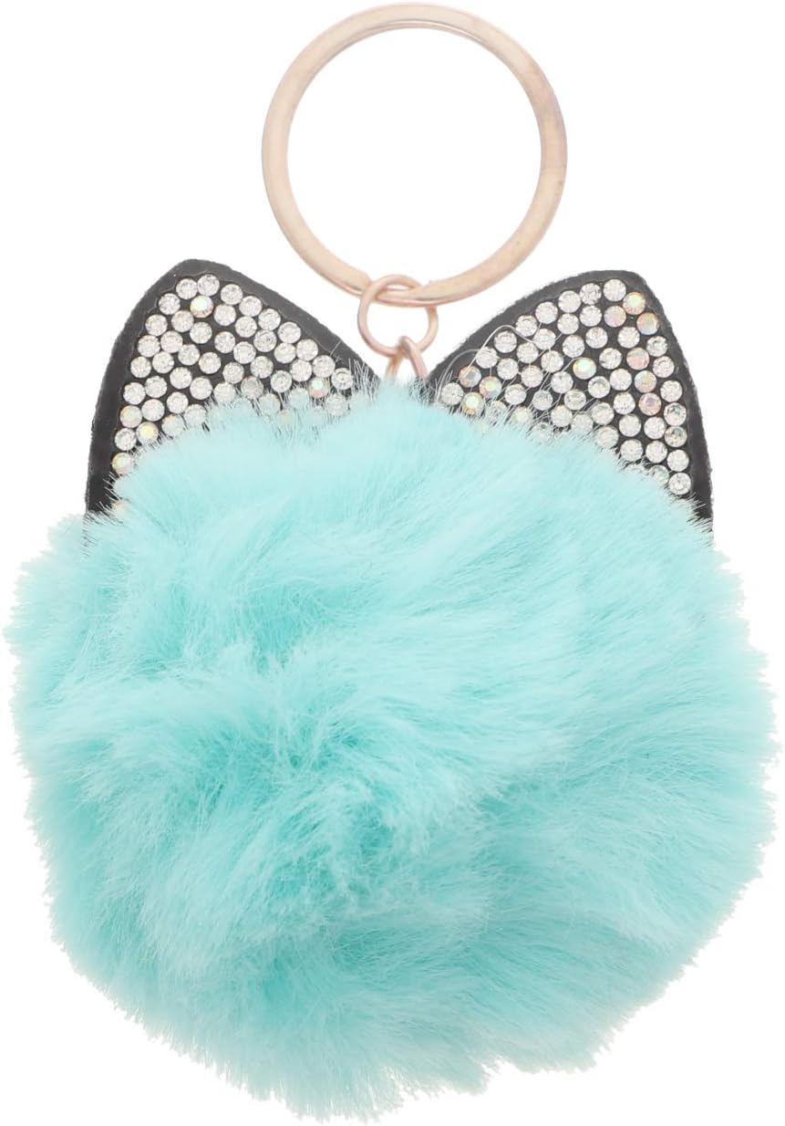 SandT Collection Cat Ears Keychain Pom Pom Key Ring Holder Bag Charm