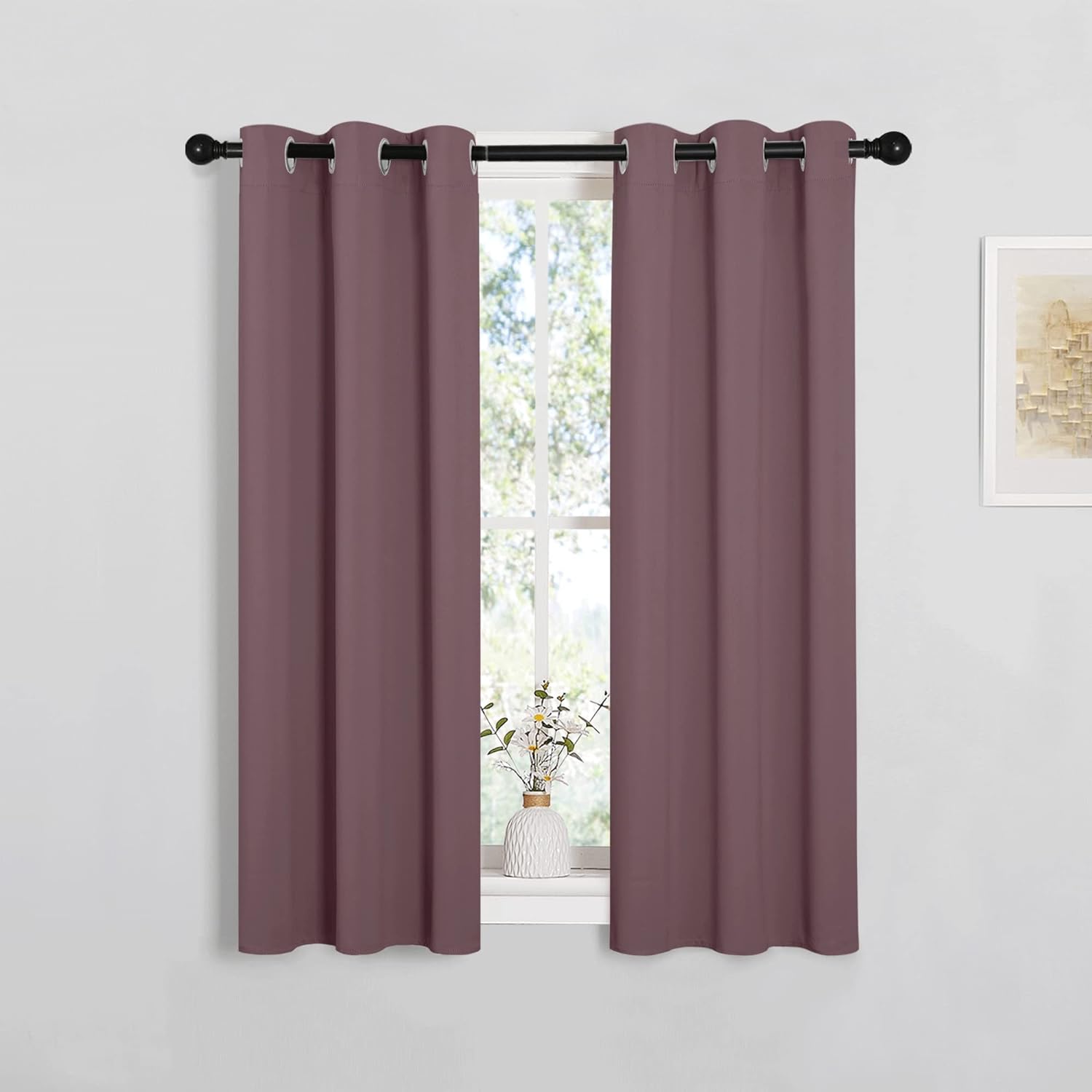 NICETOWN Room Darkening Curtain Panels, 2 Panels, 55 inches W x 102 inches, Greyish White, Home Fashion Ring Top Thermal Insulated Room Darkening Curtains for Bedroom/Nursery