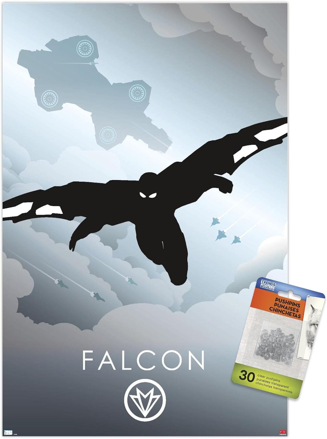 Marvel Heroic Silhouette - Falcon Wall Poster with Push Pins