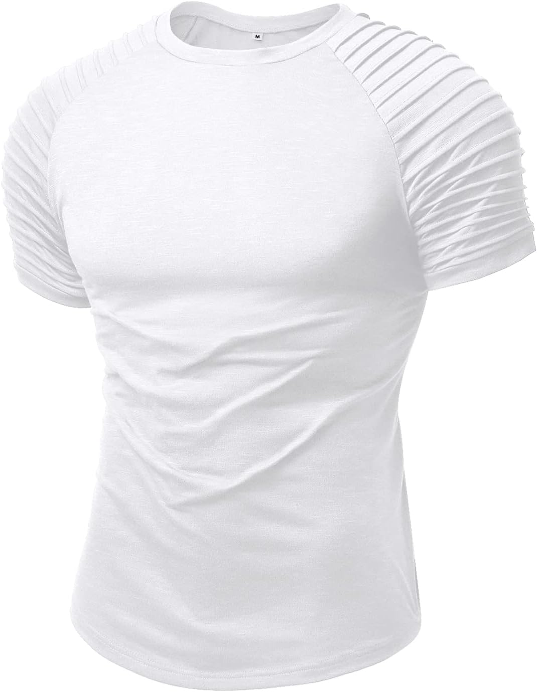 NITAGUT Men's Muscle Workout T-Shirt Pleated Raglan Short Sleeve Gym Athletic Fashion Tee Top