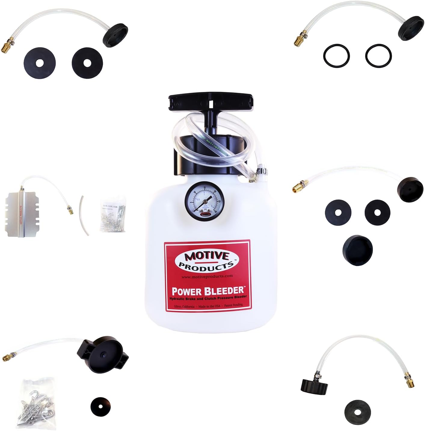 Motive Products 0260 XLT Power Bleeder 2-Quart Tank with Hose, Adapters, and Quick-Release Connecters, Universal Kit fits Most Foreign and Domestic Vehicles