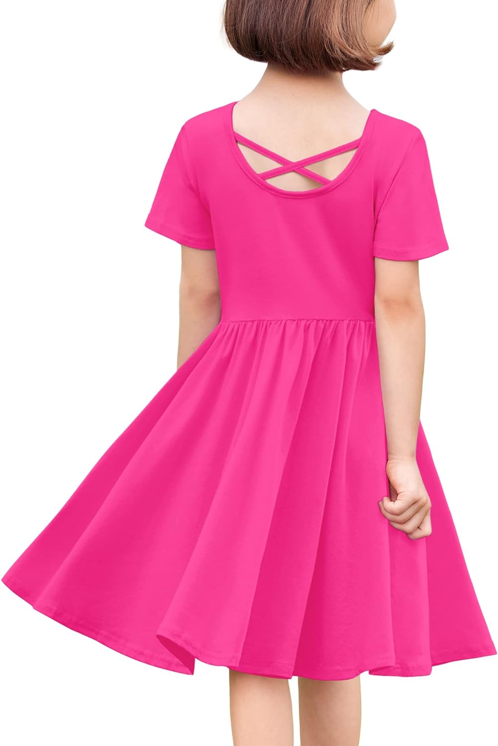 Arshiner Girls Long Sleeve Stretchy Dress A line Twirly Skater Casual Stretchy Dress