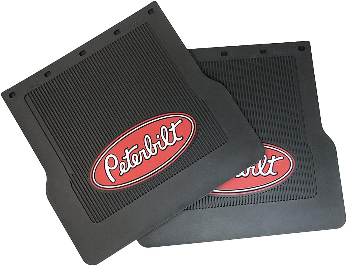 Peterbilt Trucks 16"-18" X 17" x 1/4" MF0004P Black Rubber Logo Mud Flaps-Set