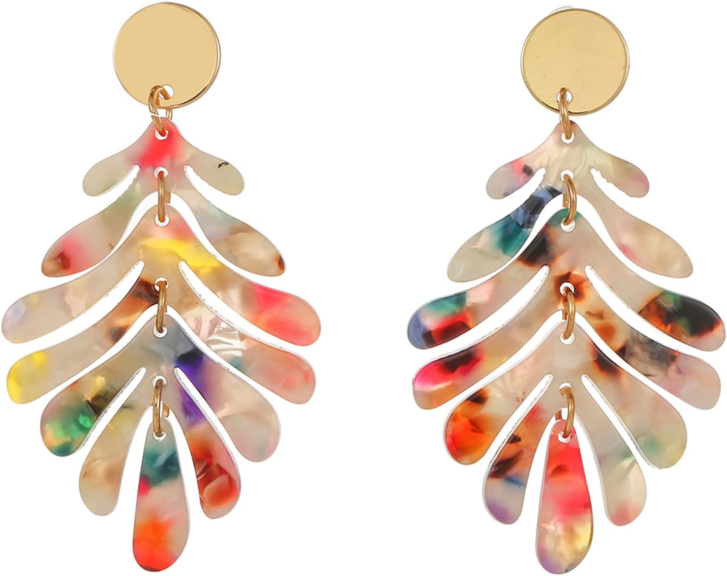 Long Palm Leaf Earrings for Women, Monstera Earrings for Women, Resin Arcylic Palm Leaf Dangle Earrings Tropical Plant Earrings for Women, Bohemian Summer Jewelry Gift for Women Girls