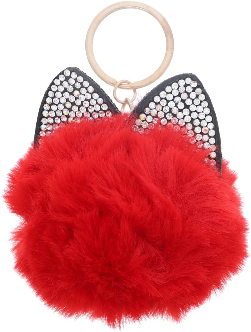 SandT Collection Cat Ears Keychain Pom Pom Key Ring Holder Bag Charm