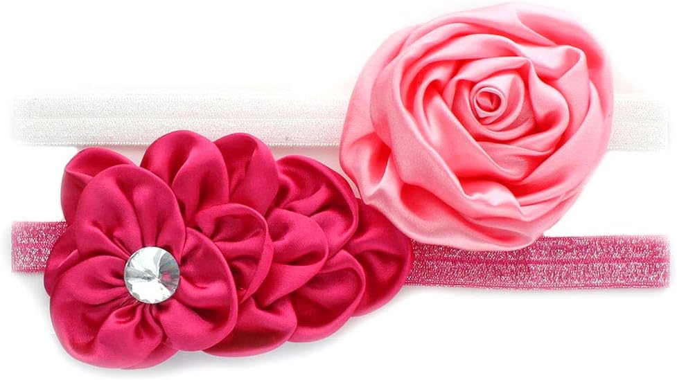 My Lello Toddler/Girl Flower Headband Satin Sparkle 2 Pack