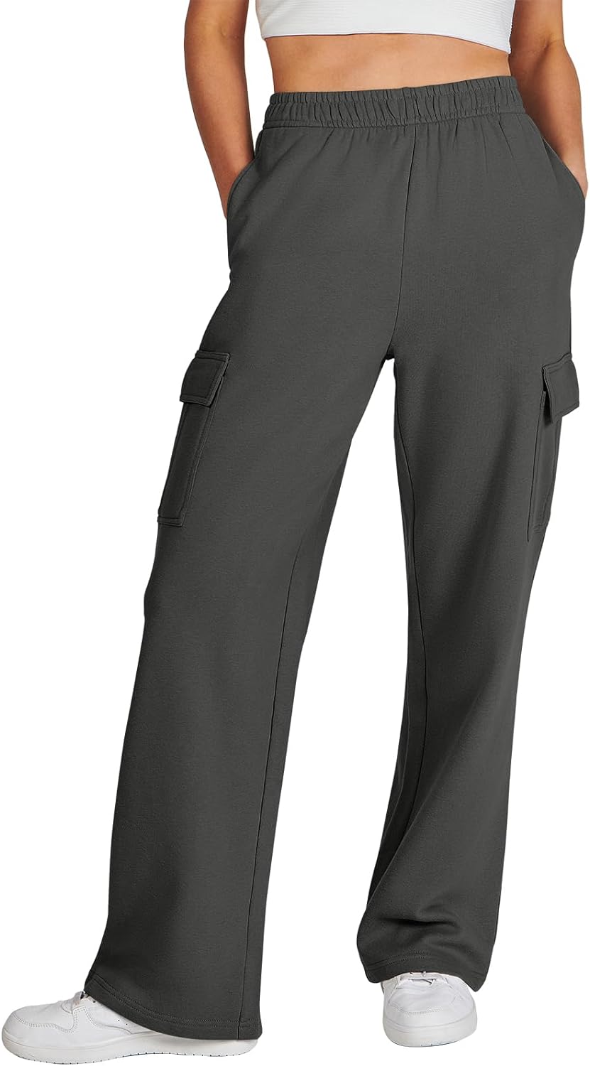ANRABESS Womens Cargo Sweatpants Casual Baggy Fleece High Waisted Athletic Lounge Pants