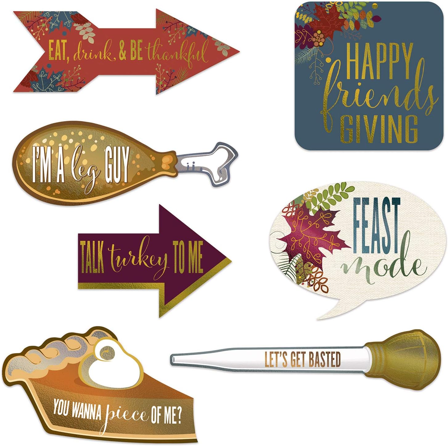 Beistle 7-Piece Friendsgiving Assorted Designs Photo Fun Signs | Multicolor | 1 Pack