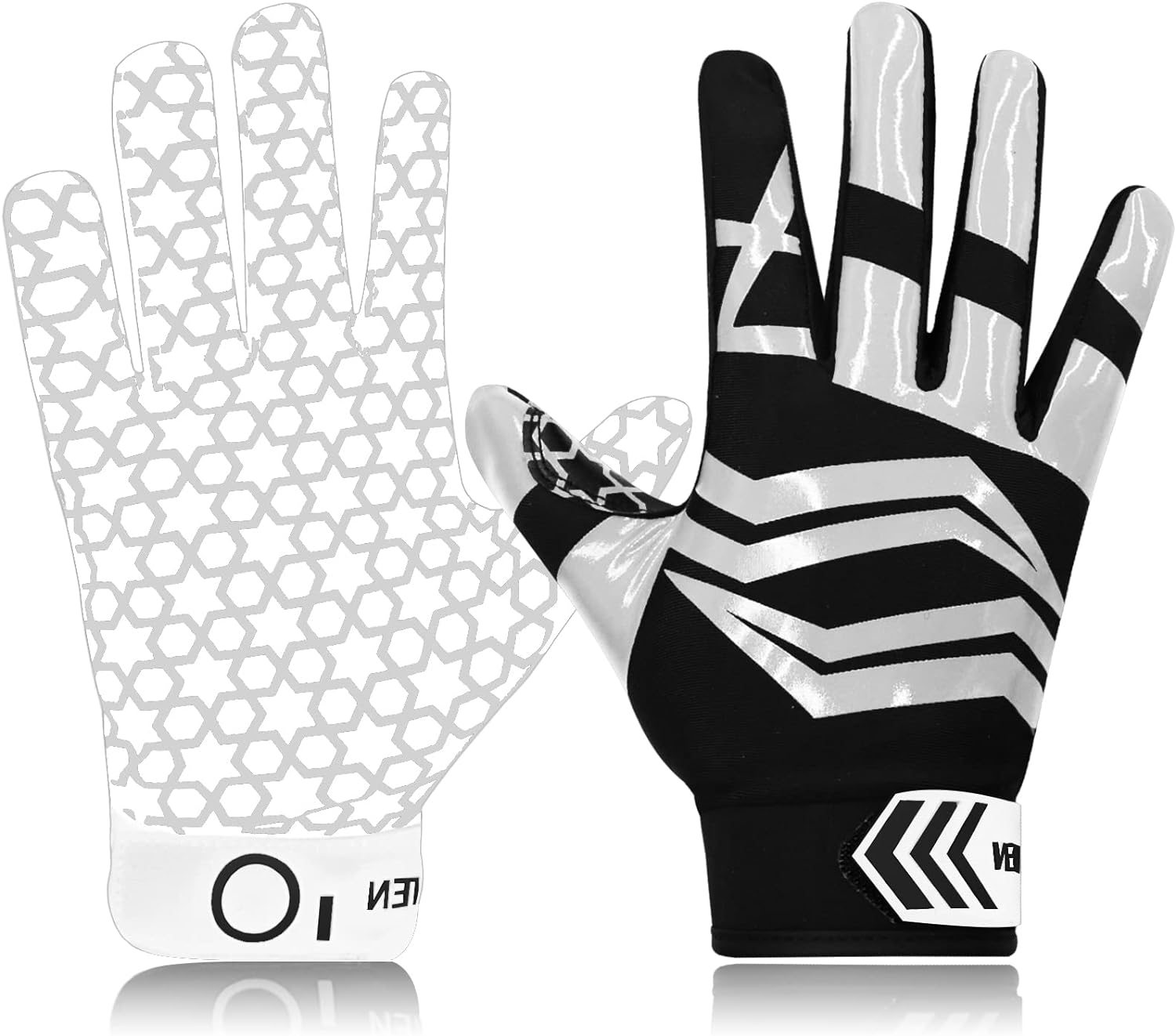 FINGER TEN Football Receiver Gloves Men Adult Receiving Gloves Pro 2.0 Grip Gloves Breathable in USA White Red Black Blue Small Large Medium X-Large