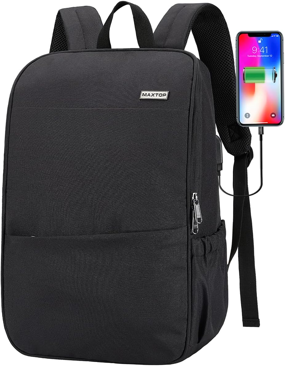 MAXTOP Deep Storage Laptop Backpack with USB Charging Port Water Resistant College Computer Bookbag 16 Inch Laptop