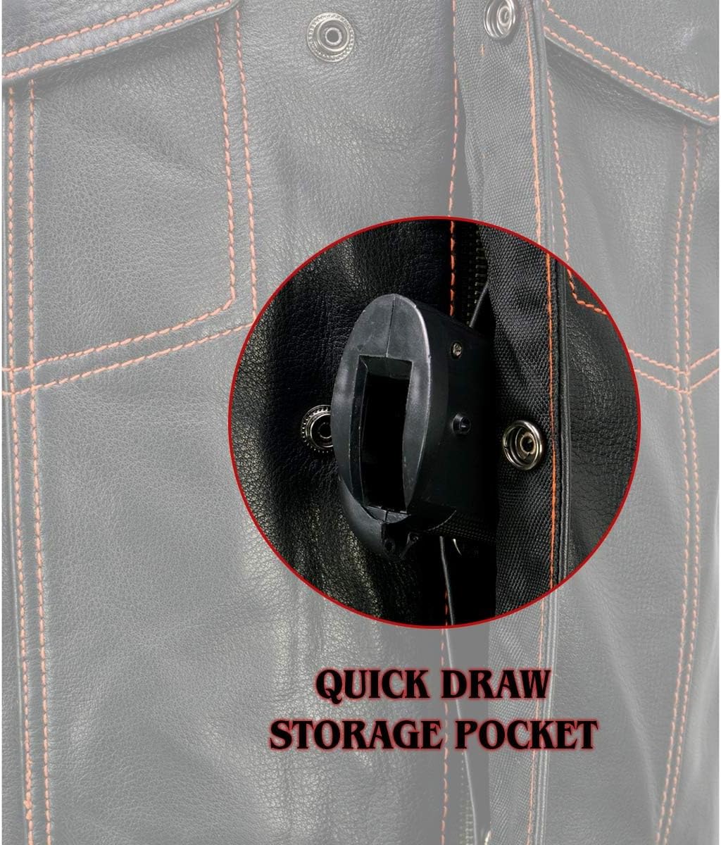 Milwaukee Leather Mens Mlm3527-bkorg MLM3527 Men's Black Orange Stitching Leather Vest (pack of 1)