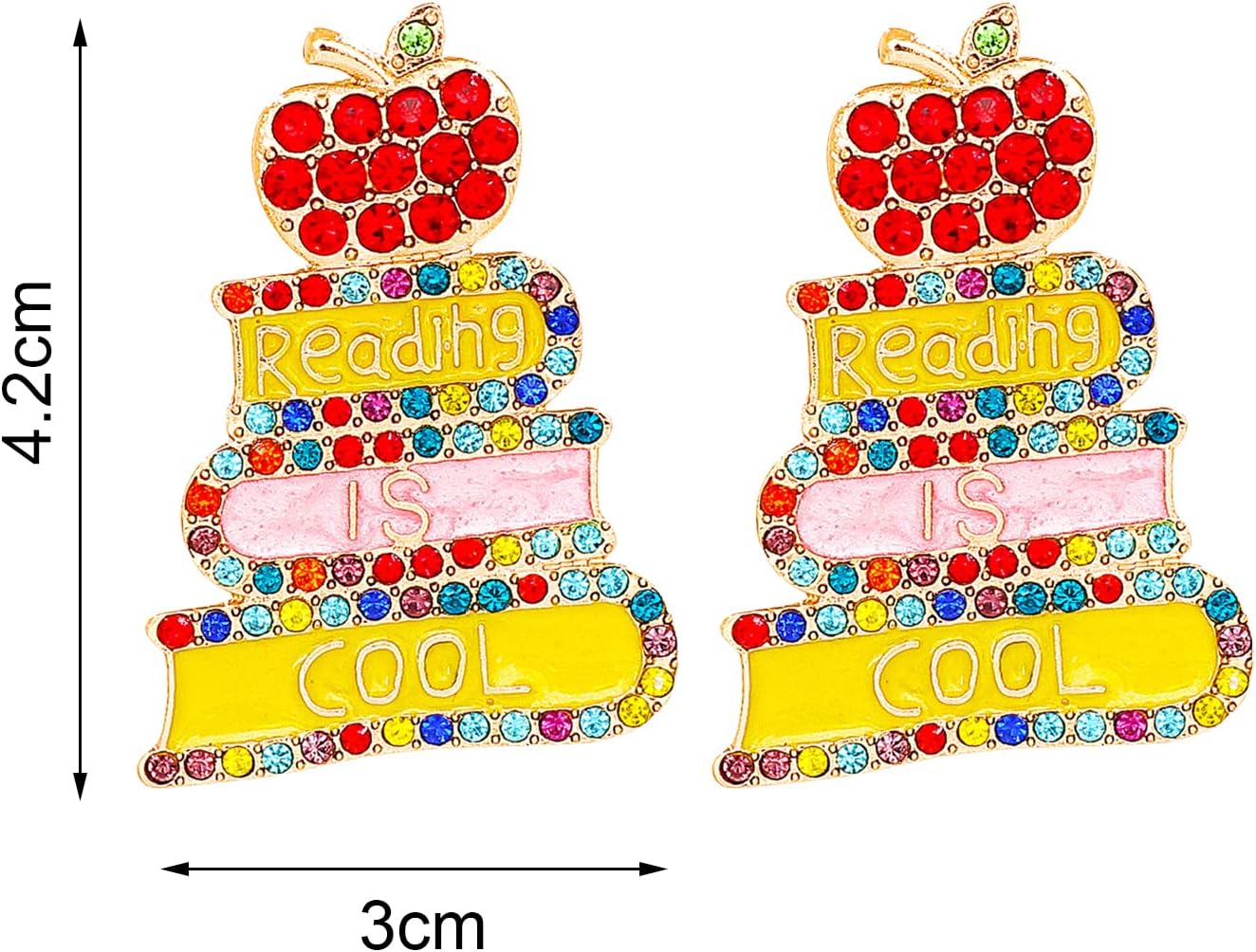 Beaded Teacher Earrings for Women, Colorful Beaded Apple Book Earrings for Teachers, Teacher Dangle Earrings Back To School Earrings, Teacher Appreciation Jewelry Gifts for Women Girls