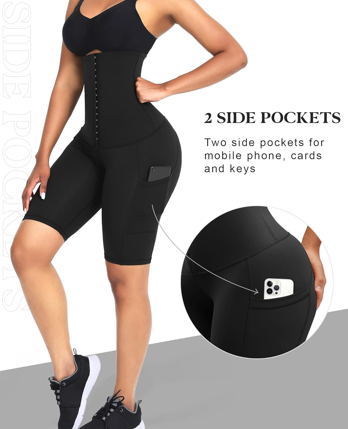 FeelinGirl Shapewear for Women Tummy Control Waist Trainer Short Body Shaper Thigh Slimmer Butt Lifting with Pocket