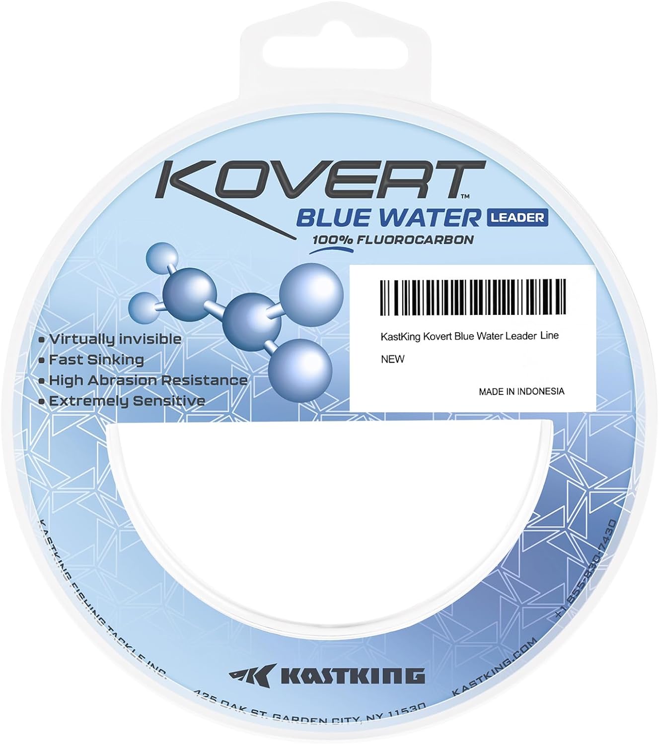 KastKing Kovert Blue Water 100% Fluorocarbon Fishing Line, Clear Fishing Leader, Extreme Clarity, Fast Sinking, Shock Resistant, Ultra-Low Visibility, Invisible Underwater, High Abrasion Resistance