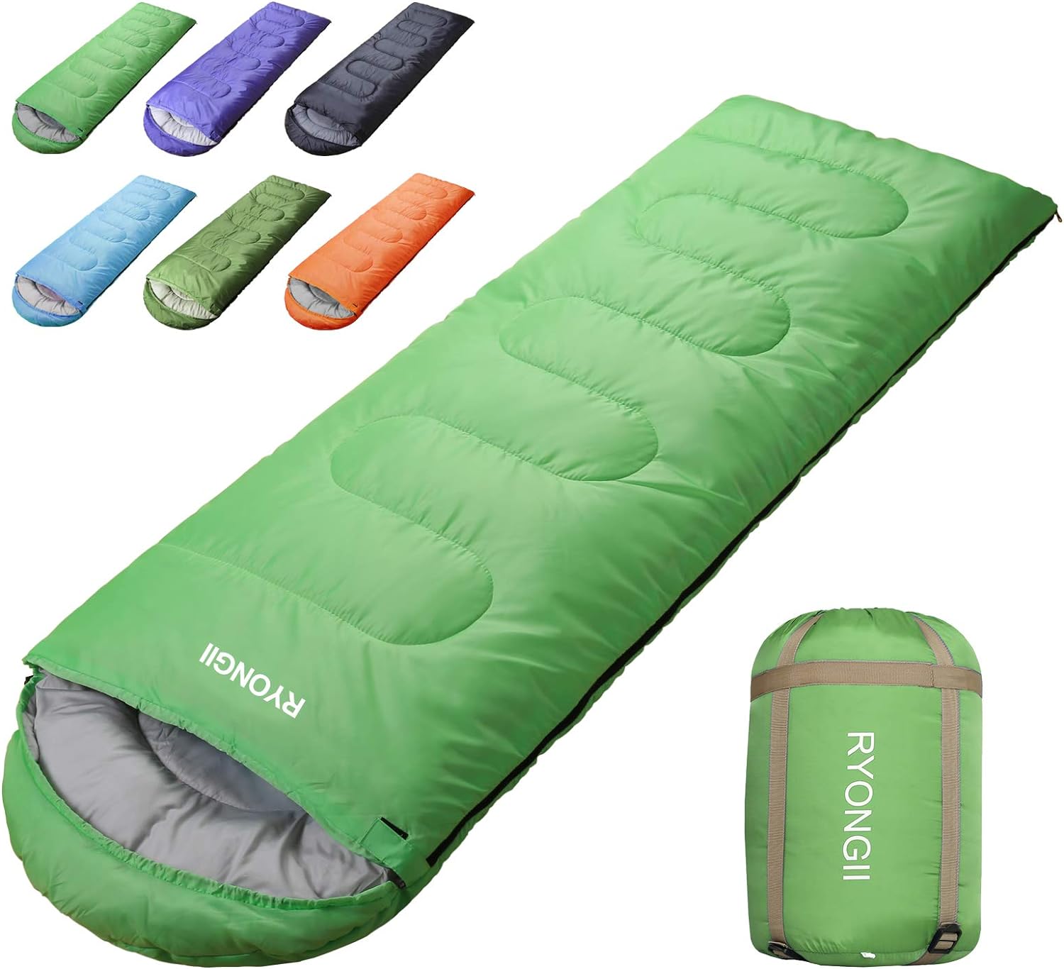 RYONGII Sleeping Bags 32℉ for Adults Teens - 4 Seasons Portable CompressionLightweight Waterproof Youth for Indoor & Outdoor, Waterproof, Backpacking and Outdoors Hiking