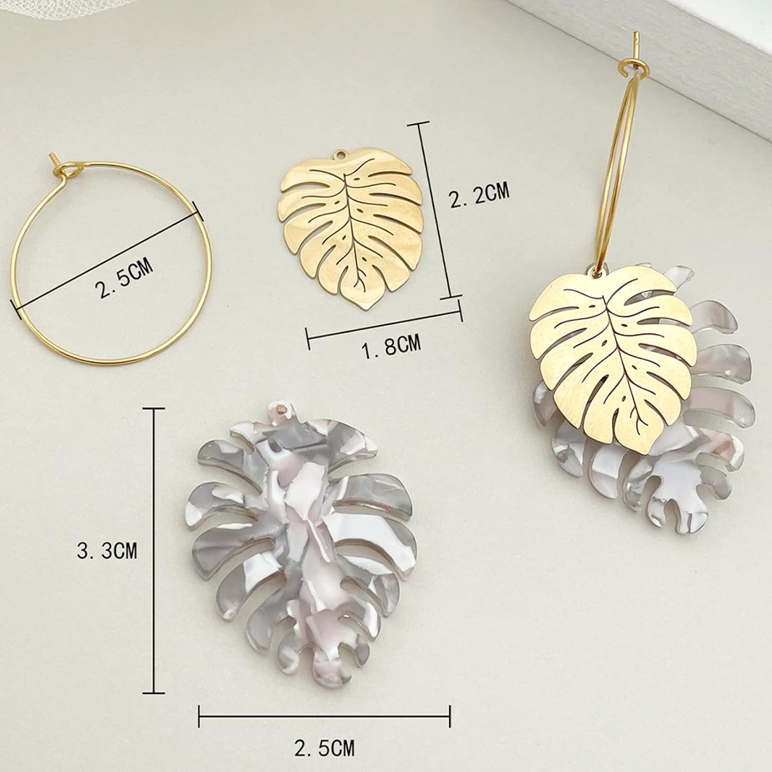 Palm Leaf Earrings for Women, Monstera Earrings for Women, Gold Palm Leaf Dangle Earrings Tropical Plant Earrings for Women, Stainless Steel Hoop Earrings Bohemian Summer Jewelry Gift for Women Girls