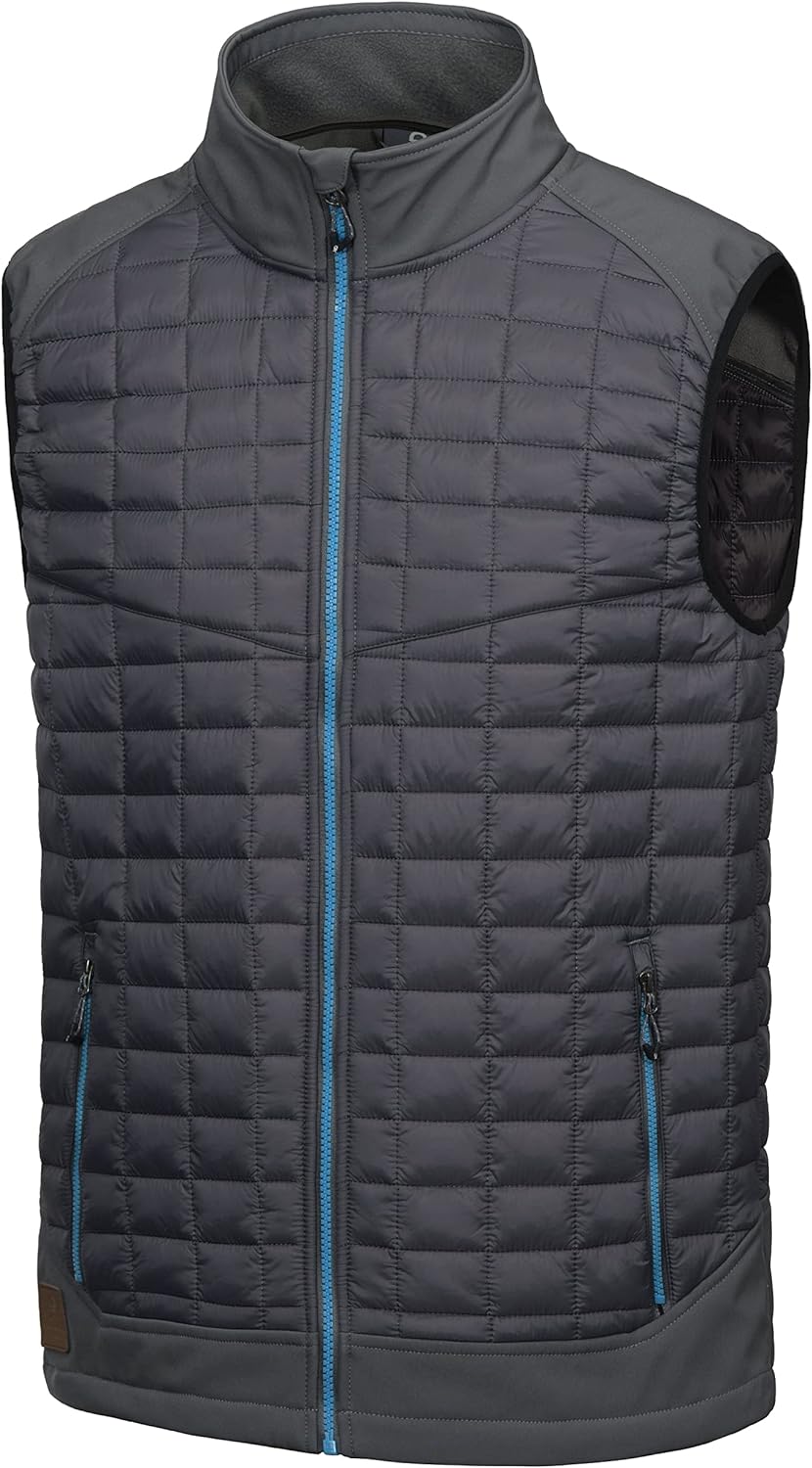Little Donkey Andy Men’s Lightweight Puffer Vest, Warm Outdoor Sleeveless Jacket for Hiking Travel Running