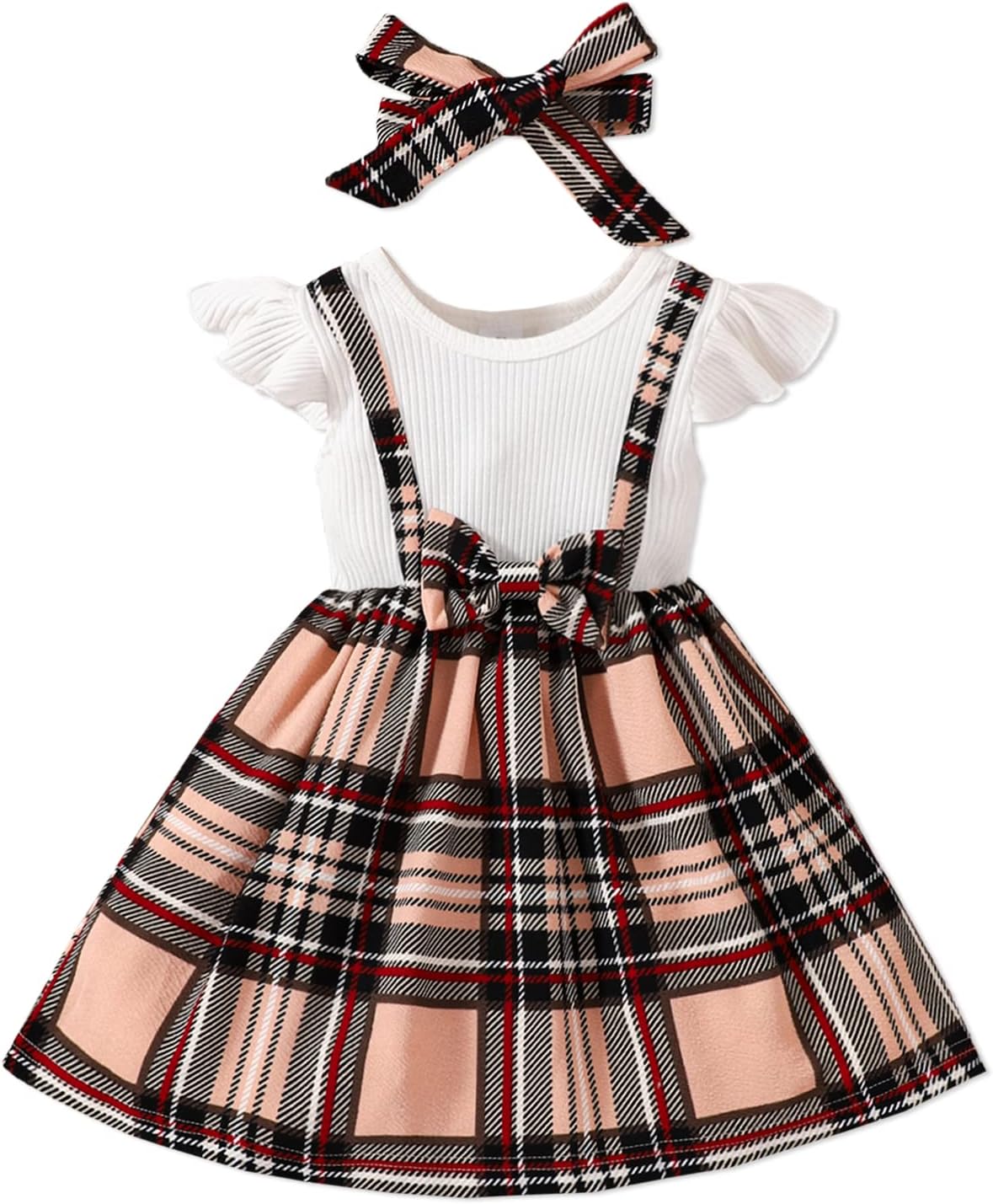 PATPAT Baby Toddler Floral Print Bowknot Dress Colorblock Round Neck Long Sleeves Fall Dress for Girls