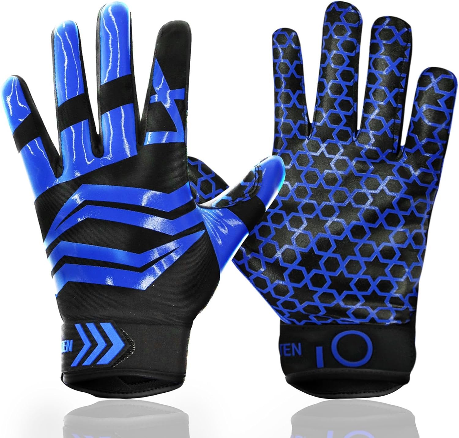 FINGER TEN Football Receiver Gloves Youth Receiving Gloves Pro 3.0 Durable Breathable Flexible in USA Pink White Red Black Blue Small Large Medium X-Large