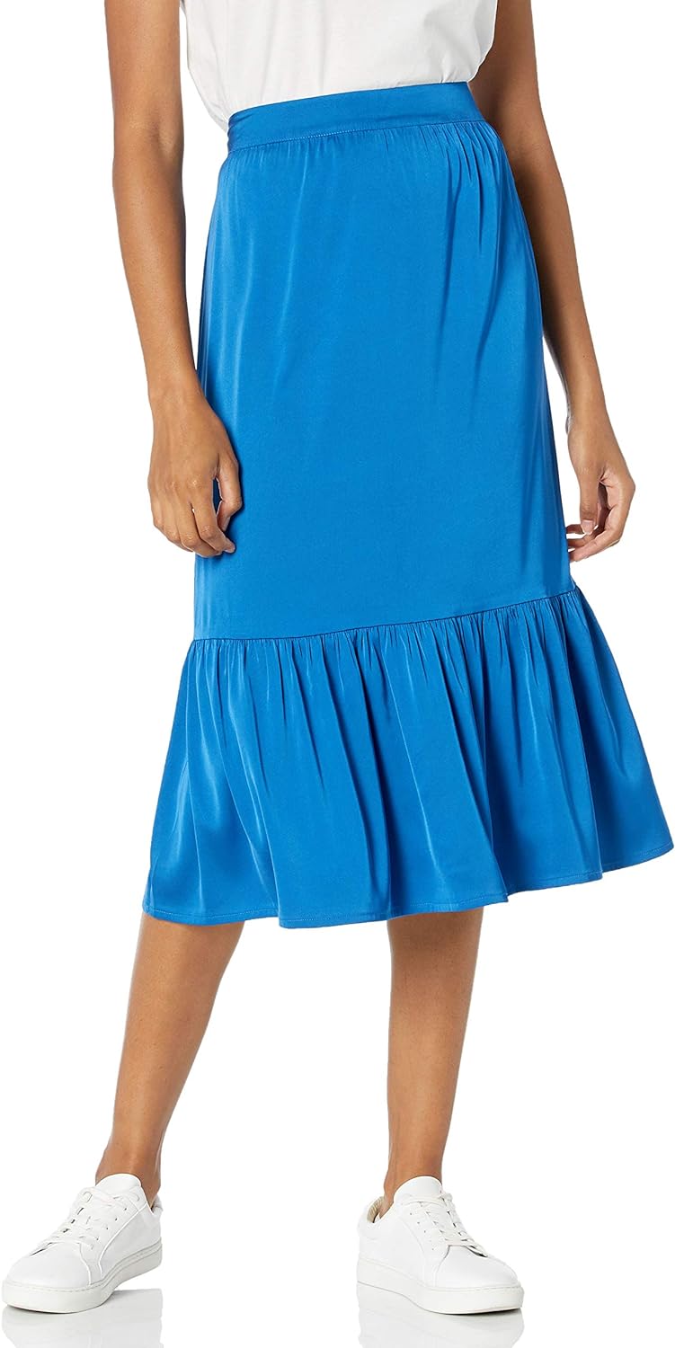 The Drop Women's Jerry Wide Hem Elastic Back Pull-on Midi Skirt