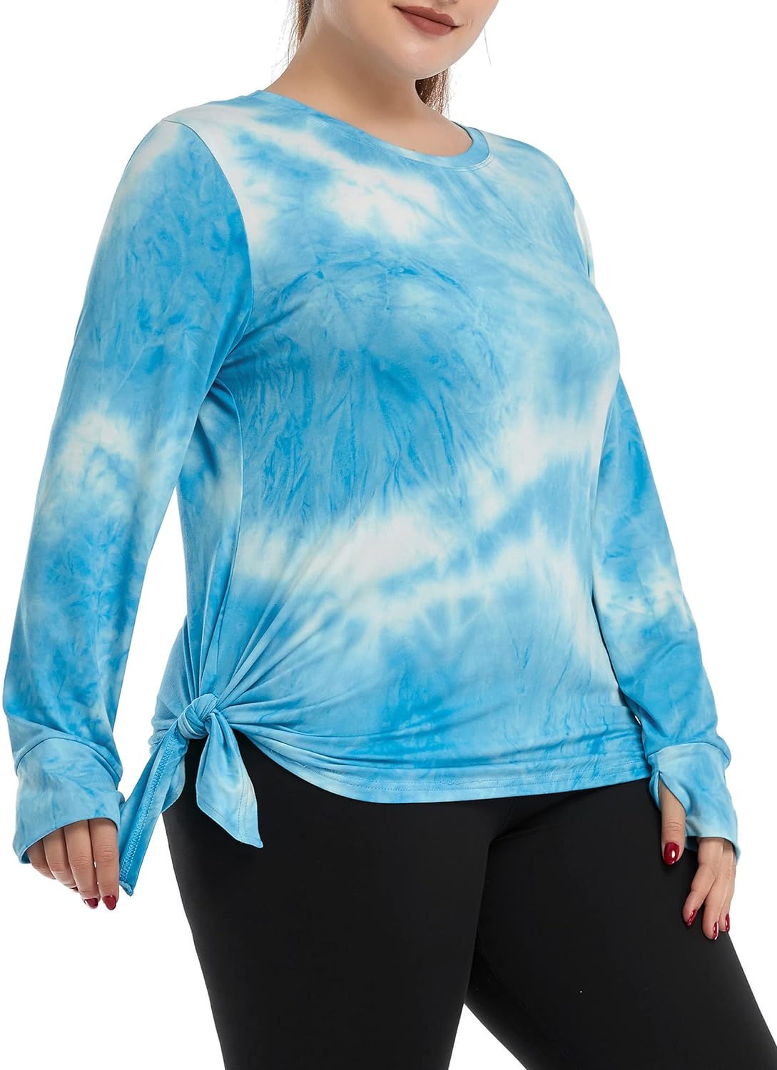 FOREYOND Women's Plus Size Long Sleeve Workout Shirts Lightweight Yoga Tops Active Shirt for Running Sport