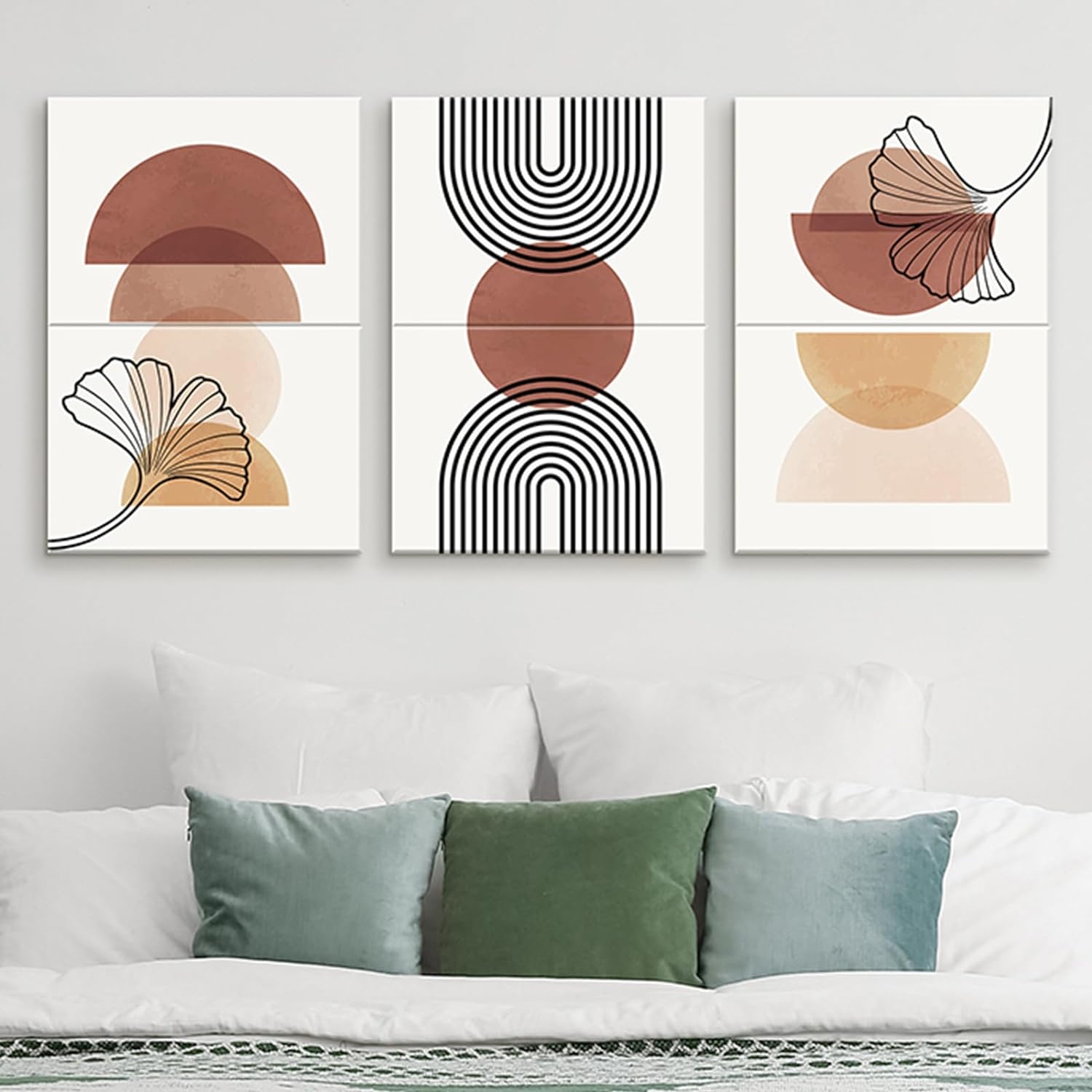 JBER Wall Art Gooseberries Jellyfish Painting on Fiberboard, 6 Panels Spliced into a Large Self-adhesive Wall Decorative Art Pictures, Wall Decor for Living Room, Bedroom, Office. 72 x 48x 0.4