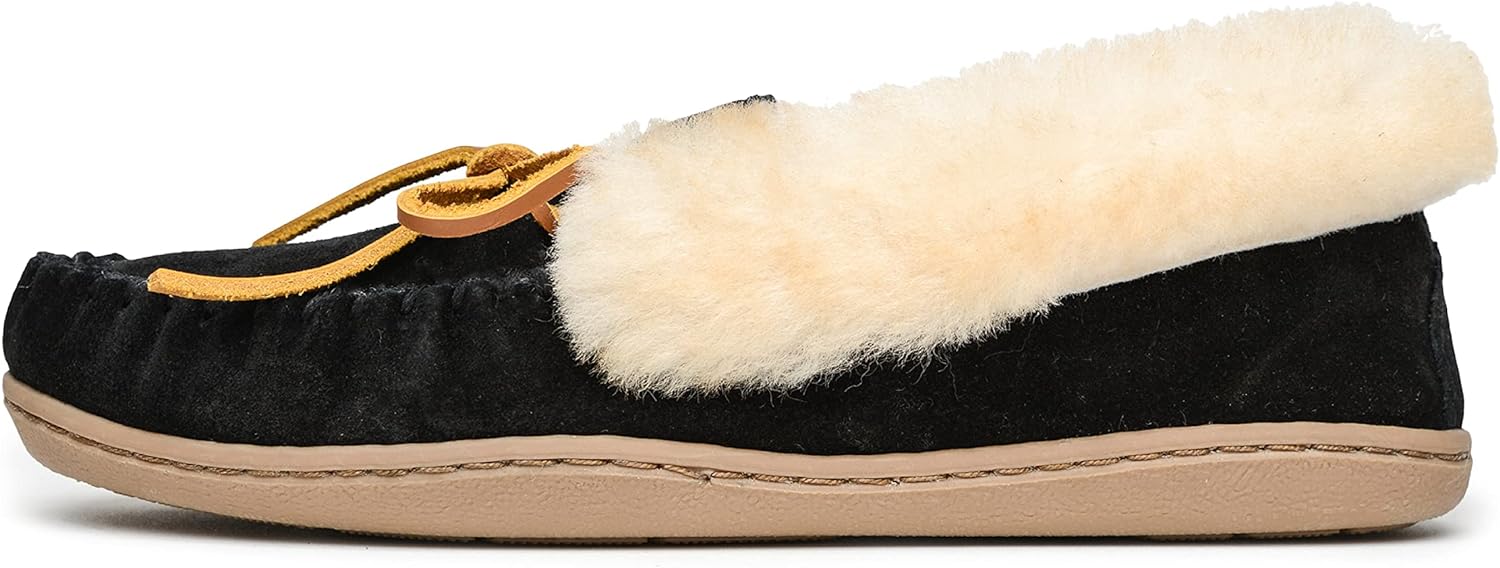 Minnetonka Women's Alpine Sheepskin Moc Low-Top Slippers, Black, 3 UK