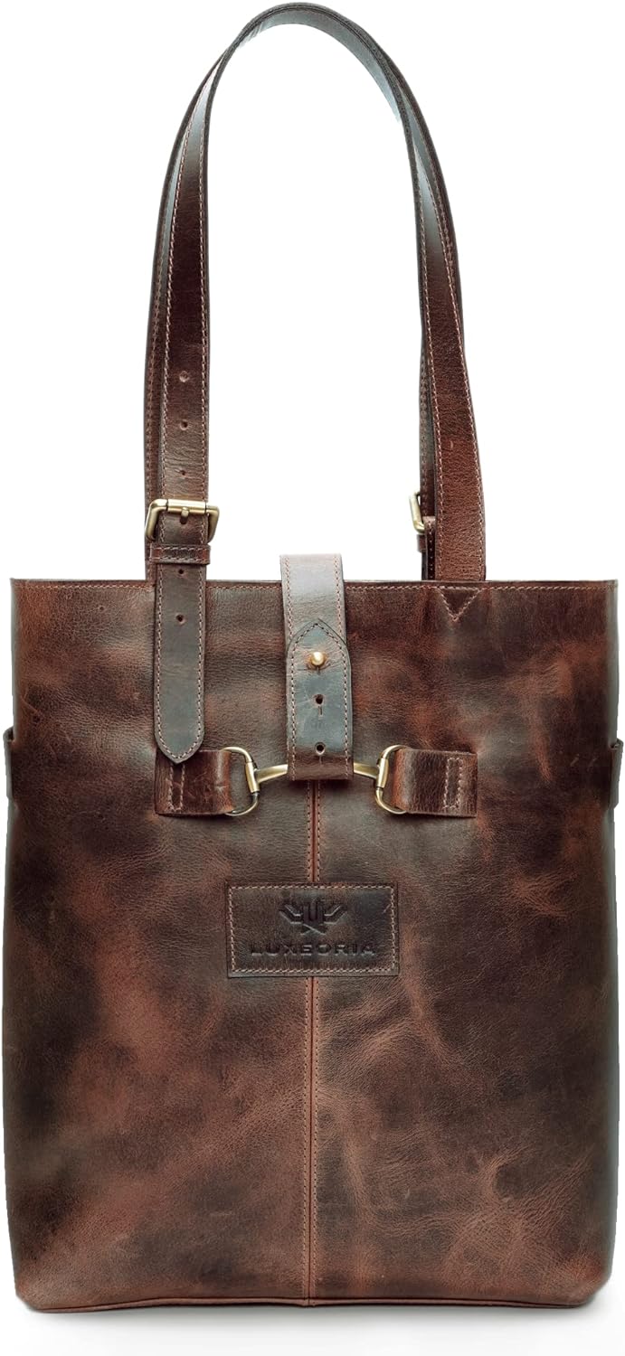 LUXEORIA Real Leather Tote Bags for Women - Handcrafted Large Aesthetic Totes- Laptop bag, Shoulder Hobo Purses, and Handbags