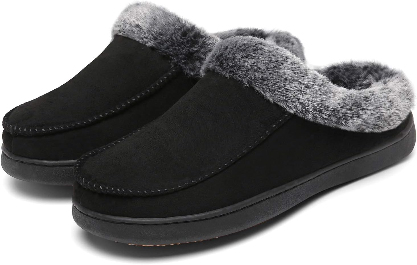 Mishansha Womens Comfy Moccasin Slippers Fuzzy Warm Fleece Lining House Shoes with Anti-Skid Indoor/Outdoor Rubber Sole