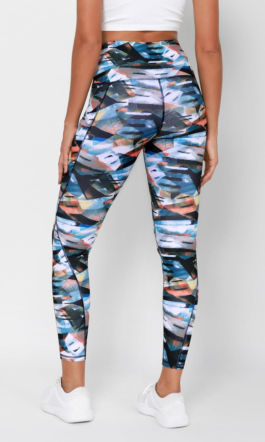 ODODOS Women's High Waisted Yoga Leggings with Pockets,Tummy Control Non See Through Workout Athletic Running Yoga Pants, Fine Art-25"inseam, L